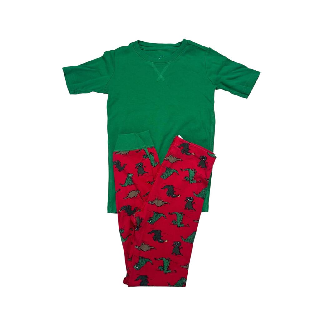 HANNA ANDERSSON + PRIMARY Fire Breathing Dragon Pajama Set Sz 10 140 Kids Green